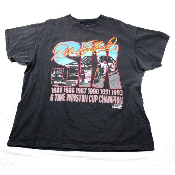 Dale Earnhardt Six-Time Winston Cup Champion T-Shirt XL Delta USA 100% Cotton Bl - Picture 1 of 7